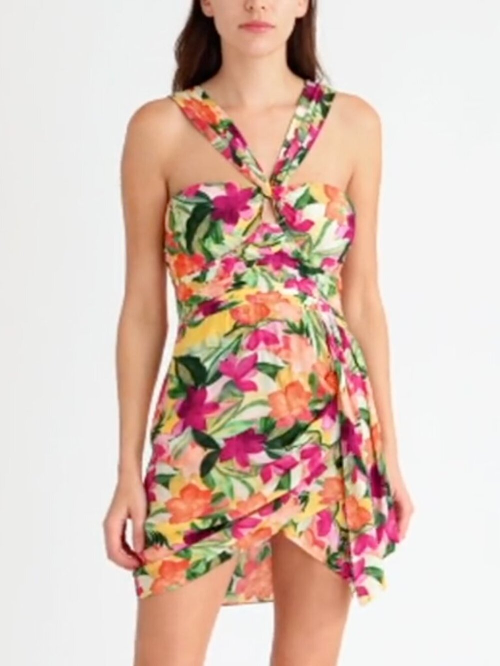 Saylor - Clark Floral Halter Minidress - Size Medium